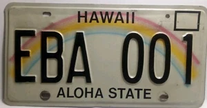 Vintage Licence HAWAII Plate  Aloha State EBA 001 - Picture 1 of 4