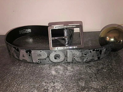 Bonito cinturón de cuero negro y plateado con pedrería KAPORAL talla S Foto 1 de 3