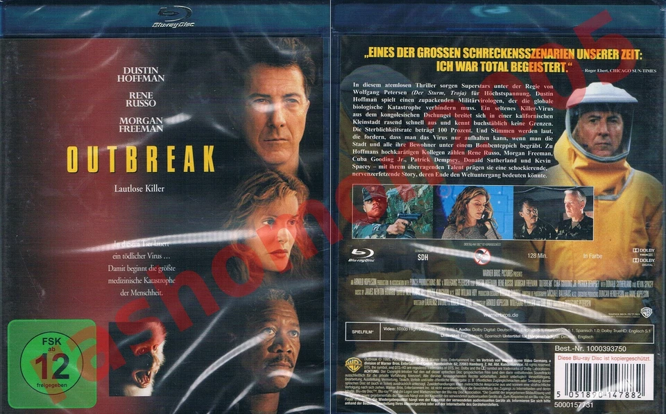 Blu-ray OUTBREAK (1995) Dustin Hoffman Rene Russo Morgan Freeman Region B NEW - Image 1 of 1