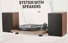 1BYONE Bluetooth Vinyl Record Player Turntable Hi-Fi System Bookshelf Speakers