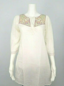 KAS DESIGN Women's 100% Cotton Peasant Vandeia Embroidered Blouse Top Sz S - Picture 1 of 7