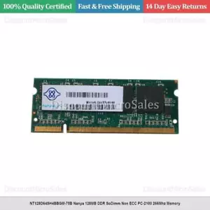 NT128D64SH4BBGM-75B Nanya 128MB DDR SoDimm Non ECC PC-2100 266Mhz Memory - Picture 1 of 1