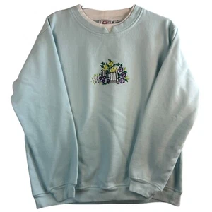 Real Work Wear Embroidered Floral Crewneck Sweatshirt Pullover XL Cottage Granny - Picture 1 of 9