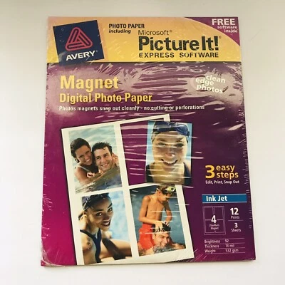 MAGNET Digital Photo Paper Avery NIP SEALED Ink Jet 3 Sheets - Image 1 of 3