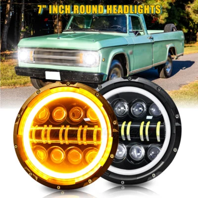 Faro LED redondo de 7" de 2 piezas aprobado por el DOT lámpara Hi-Lo para Dodge W100 W200 W300 Dart Foto 1 de 4