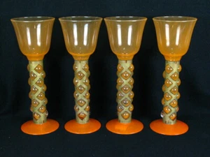 HARD TO FIND VILLEROY BOCH 4 Art Crystal Metal Caged Glass Orange Hurricane - Picture 1 of 7