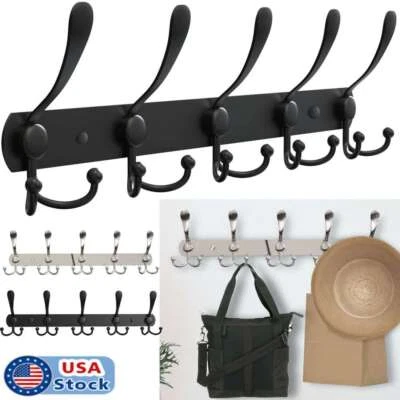 Stainless Steel Wall Mount Hook Towel Coat Hanger Rack Hat Robe Clothes Holder - Image 1 of 4
