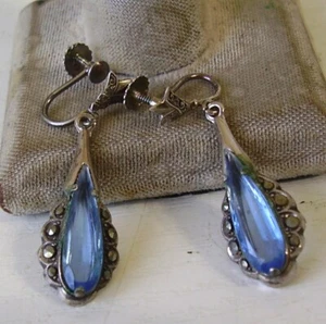 Antike schöne Ohrringe Art deco 835 Silber ungebraucht um 1920 (10) - Bild 1 von 3