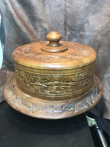 Vintage Hand Carved Wooden Lazy Susan Cake Stand.ByRosas Philippine Handcrafters - Picture 1 of 12