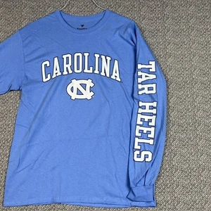 Carolina Blue North Tar Heels Long Sleeve Shirt Distressed  Arch Over Logo Large - Picture 1 of 5