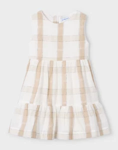 Vestido Mayoral Girls a cuadros con parte de lino 3922 NUEVO F/S 2025 talla 134/9 Y - Imagen 1 de 3