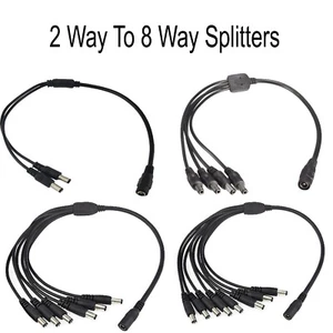 12V DC 2 to 8 Way Power Supply Splitter Cable for CCTV Security Camera Jack Plug - Picture 1 of 5