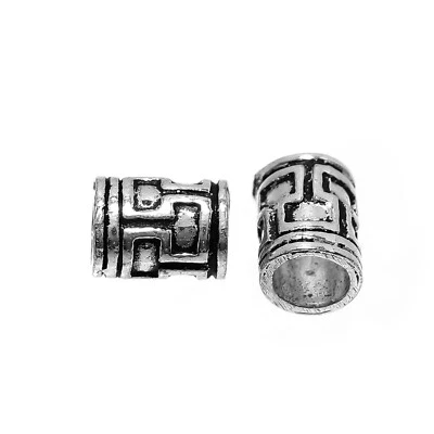 18 PCS 10X7MM HOLLOW LARGE HOLE BEAD ANTIQUE SILVER PLATED JEWELRY - Image 1 of 3