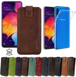 Housse Sac Suncase Protection Cuir Etui + Étui Silicone Pour Samsung Galaxy A20e - Photo 1/22
