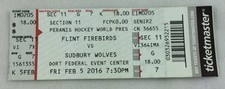 OHL 2016 02/05 Sudbury Wolves at Flint Firebirds Hockey Ticket