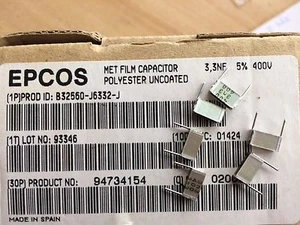 Pellicola metallica poli tappo non rivestito B32560-J6332J 3,3nf 5% 400V Epcos 20pz £4,50 Z1182 - Foto 1 di 1