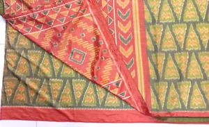 Vintage Indian Sari Pure Silk Floral Printed Green Saree Fabric 5 Yard A11740 - Picture 1 of 12