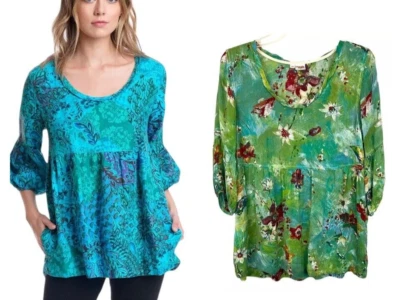 Tianello Women's Twisted Neckline Floral Babydoll Shelby Blouse Top  Size XS - Image 1 of 4