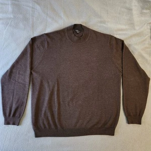 BROOKS BROTHERS BROWN 100% Extra Fine Italian Merino Wool Sweater XXL Mock Neck - Picture 1 of 8