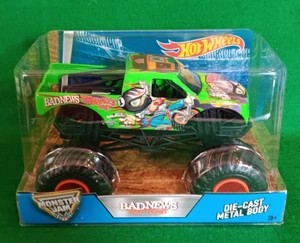 Camión Monster Jam Hot Wheels 2016 1/24 Bad News Travels Fast, difícil de encontrar, ¡¡¡nuevo en paquete!!!! - Imagen 1 de 3