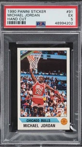 Michael Jordan 1990 Panini Sticker #91 Hand Cut PSA 5 BULLS - Picture 1 of 2