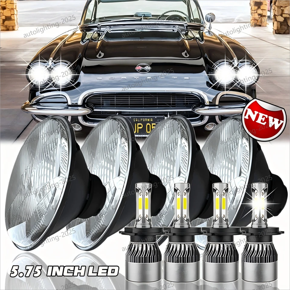 4 шт светодиодных фар дальнего/дальнего света 5 3/4 дюйма 5,75 дюйма для Chevrolet Corvette C1 C2 C3 - Изображение 1 из 4