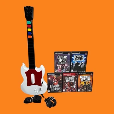 Guitar Hero II III и рок-группа проводной контроллер комплект лот PlayStation 2 PS2 - Изображение 1 из 4
