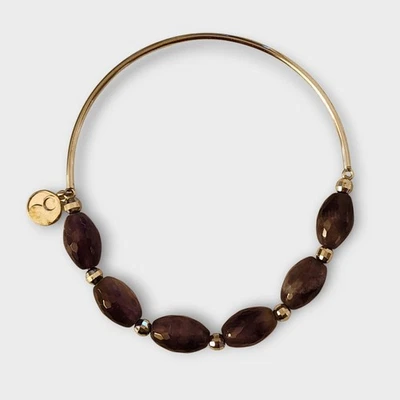 AMETHYST GLASS BEADED BANGLE BRACELET  - Image 1 of 4