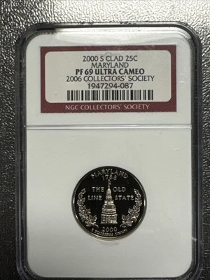 2000-S Maryland Proof State Quarter 2006 Collectors’ Society NGC PF69. - Image 1 of 4