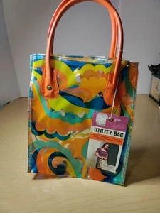 Vintage Action Utility Bag - Clear Plastic Floral - 9"x8" - Bild 1 von 8