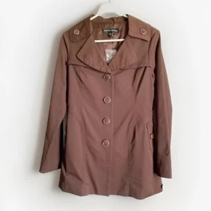 Blanc Noir Trench Coat Medium Women Brown Midi Lined Single Breasted Winter - Picture 1 of 13