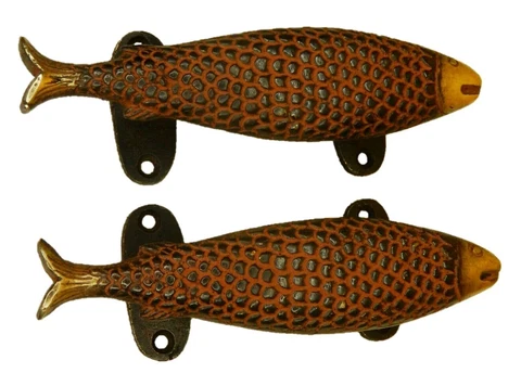 Fish Shape Door Handle Victorian Style Handmade Brass Window Drawer Pull Knob Cover