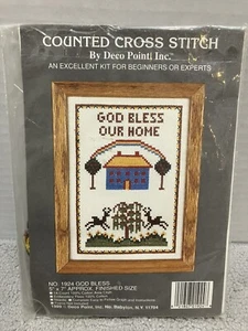 Cross Stitch Kit God Bless Our Home Deco Point 5x7 NEW 1989 - Picture 1 of 6