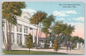 Postal Green Bay Wisconsin Bayview Beach Pavilion c1910 - Imagen 1 de 2