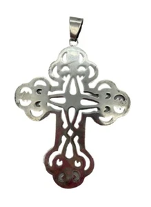 Vintage Sterling Silver 925 Handmade Pendant, filigree cross Large 4” 40 Grams - Picture 1 of 8