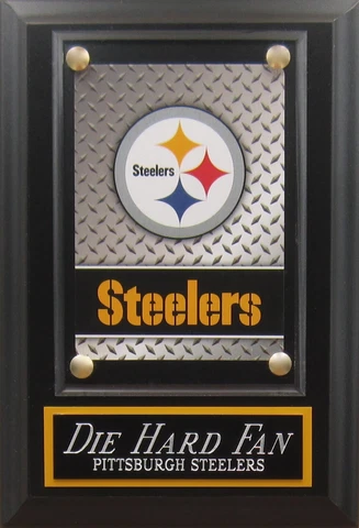 DIE HARD FAN PITTSBURGH STEELERS LOGO CARD PLAQUE FOR YOUR MAN CAVE WALL DECOR Cover