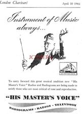 HMV Home Entertainment Radio & T.V. ADVERT (2) Small 1940s Print Ad 162/137