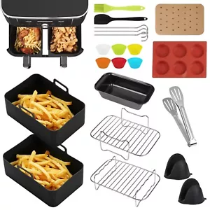 117PCS Air Fryer Silicone Pot Rectangle Baking Tray Basket Liners Insert Dish. - Picture 1 of 42