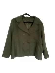 Talbots Women's Blazer Jacket Size 16 Green Double Breasted Brushed Italian Wool - Picture 1 of 6