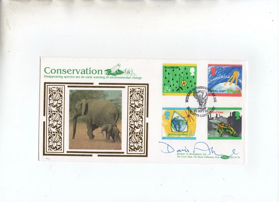 David Attenborough "Conservation The Green Issue" Elephant Autographed Benham FD - Image 1 of 1
