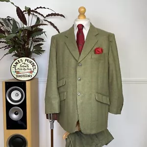 Fully BESPOKE (46S) Men’s 2 Two Piece TWEED Shooting Hacking Windowpane Suit VGC - Picture 1 of 21