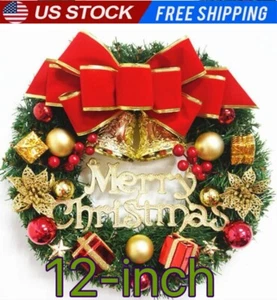 Christmas Wreath Xmas Gift Front Door Wall Home Decor Garland Yard Decorations - Picture 1 of 5