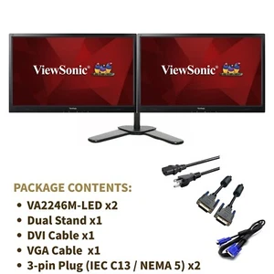 2x ViewSonic LED 22" FHD 1080P LED Monitor /w Stand & DP VGA Core Grade A - Picture 1 of 3