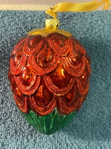 Christmas ornament glass decorated pinecone egg shape OH4608 - Picture 1 of 4