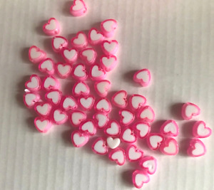 50pcs 8x4mm Pink Color Glossy Love Heart Acrylic Beads Mixed Color Jewelry DIY
