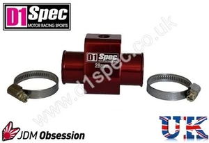 D1 SPEC MANOMETRO TEMPERATURA ACQUA GIUNTO TUBO SENSORE ADATTATORE 36mm ROSSO JDM RACING - Foto 1 di 1
