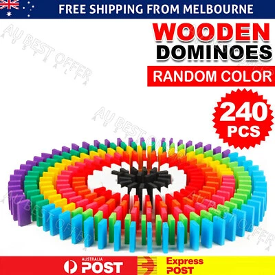 Up to 960x Wooden Domino Blocks Tiles Tumbling Dominoes Knock Down Kids Toys AU - image 1 of 4