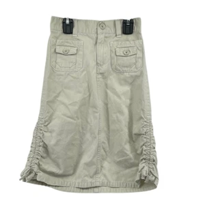 High Sierra Girls Y2K Khaki Cargo Skirt Size 5 Ruched Sides Drawstring Cotton - Picture 1 of 14