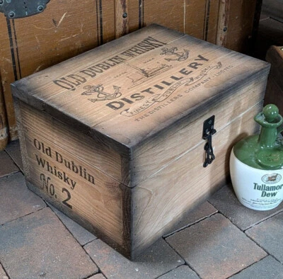 HOLZKISTE OLD DUBLIN WHISKY BARKISTE für FLASCHEN GLÄSER GESCHENKBOX REISEBAR - Bild 1 von 2