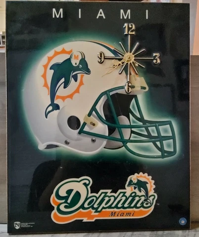 Miami Dolphins Vintage 1987 Wall Clock Sports Football Helmut Logo 16x20 Working Cover
